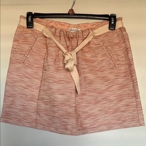 Fossil Salmon Textured Tie-Waist Mini Skirt